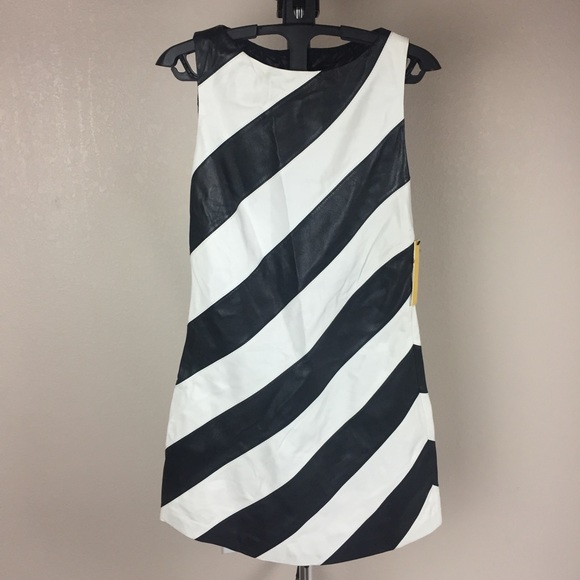 Alice + Olivia 'Paige' Leather Shift Dress NWT! - Picture 2 of 5